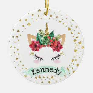 Personalisiertes Weihnachtsfest Einhorn Weihnachts Keramik Ornament
