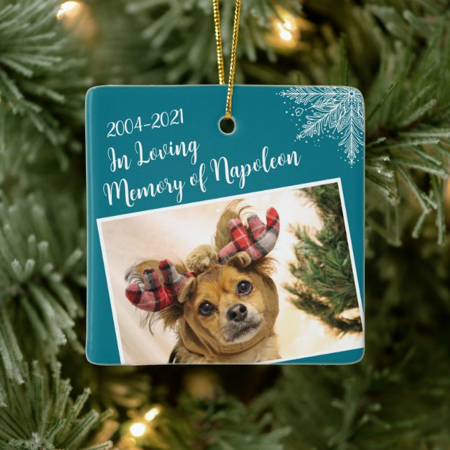 Personalisiertes Weihnachtsfest-Foto für Haustiere Keramikornament (Baum)