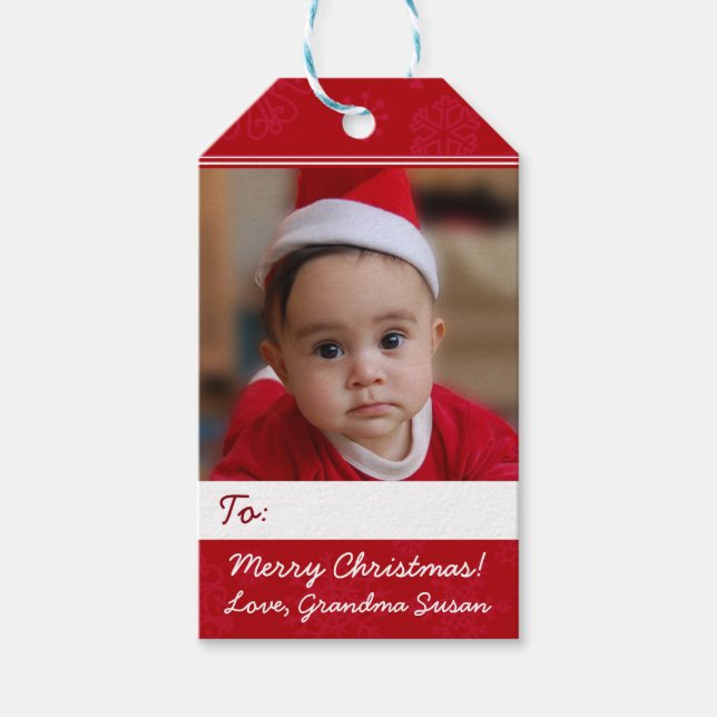 Personalisiertes Weihnachtsfest Foto Geschenkanhänger (Vorderseite)