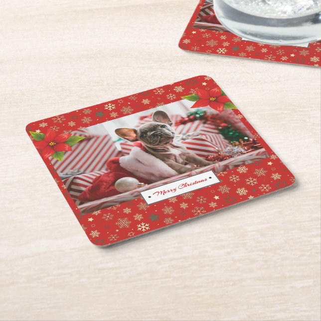 Personalisiertes Weihnachtsfest-Foto Rechteckiger Pappuntersetzer (angewinkelt)