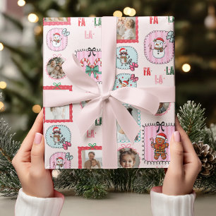 Personalisiertes Weihnachtsfest Foto Rosa Feiertag Geschenkpapier