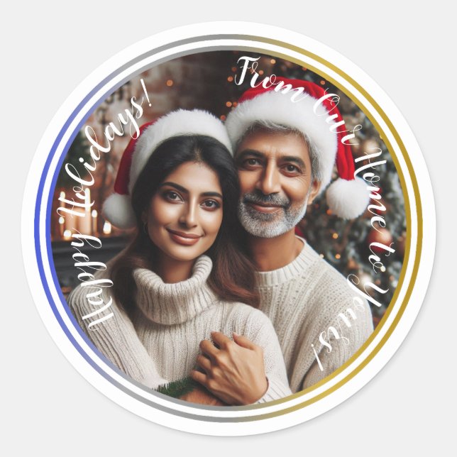 Personalisiertes Weihnachtsfest Foto Runder Aufkleber (Vorderseite)