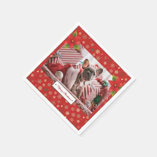 Personalisiertes Weihnachtsfest-Foto Serviette (Ecke)