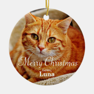 Personalisiertes Weihnachtsfest für Haustiere Foto Keramik Ornament