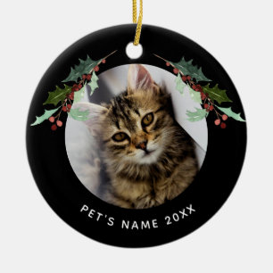 Personalisiertes Weihnachtsfest Haustier Foto Holl Keramik Ornament