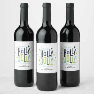 Personalisiertes Weihnachtsfest "Holly Jolly" Weinetikett
