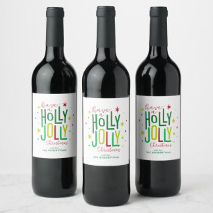 Personalisiertes Weihnachtsfest "Holly Jolly" Weinetikett