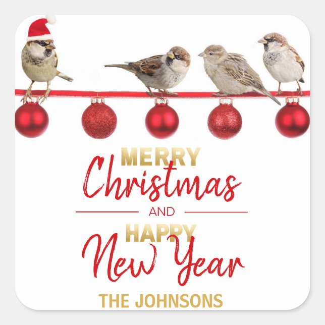 Personalisiertes Weihnachtsfest in Red Gold - Neue Quadratischer Aufkleber (Vorderseite)