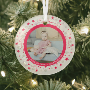 Personalisiertes Weihnachtsfest Rosa Weiße Kleider Ornament Aus Glas