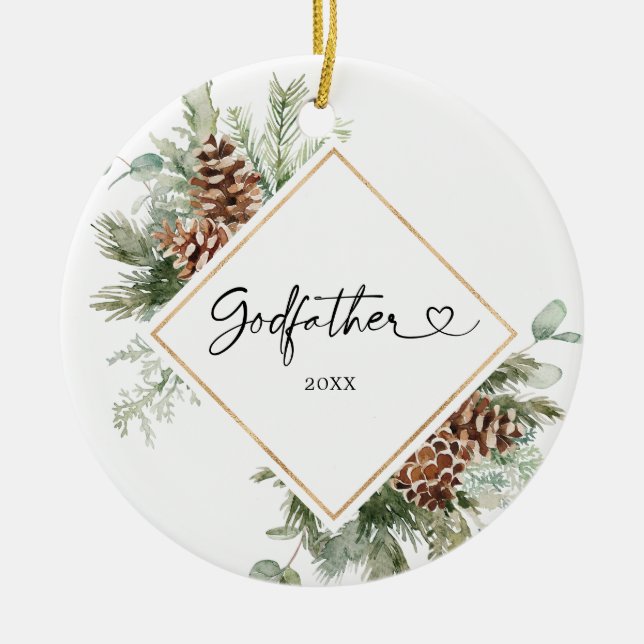 Personalisiertes Weihnachtsgeschenk als Godvaterku Keramik Ornament (Vorne)