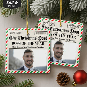 Personalisiertes Weihnachtsgeschenk für Chef Weihn Keramikornament