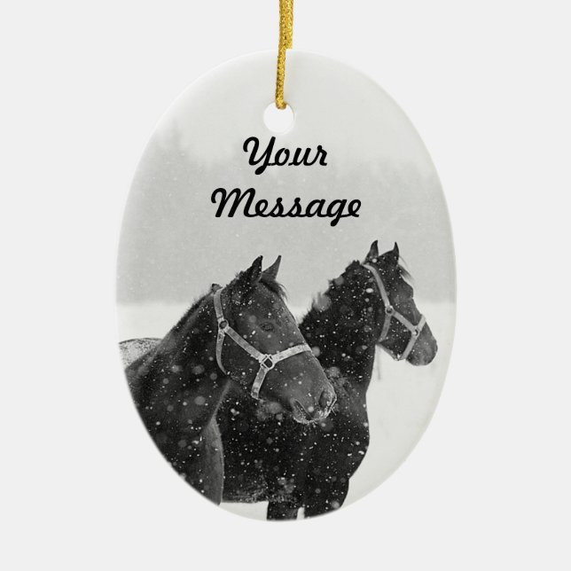 Personalisiertes Weihnachtsgeschenk für Pferde Keramikornament (Vorne)