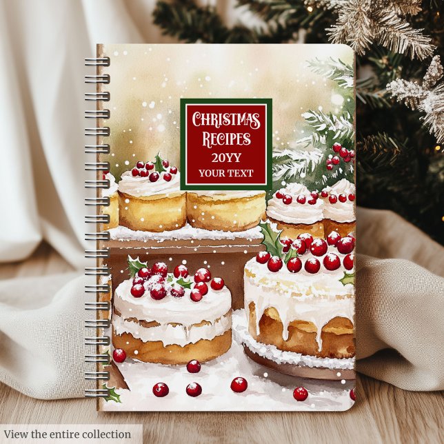 Personalisiertes Weihnachtsgeschenk für Wasserfarb Notizbuch (Personalized Watercolor Christmas Recipe Gift)