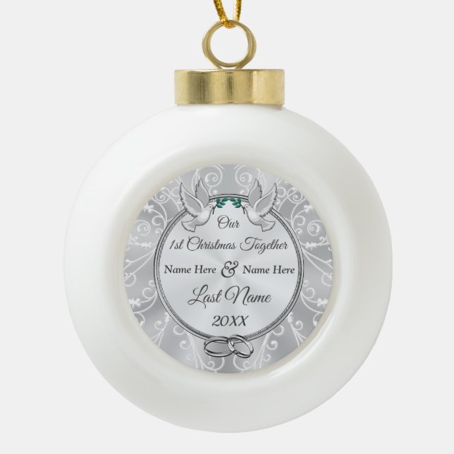 Personalisiertes Weihnachtsgeschenk Keramik Kugel-Ornament (Vorderseite)