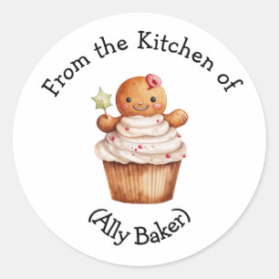 Personalisiertes Weihnachtsgingerbrot Cupcake Gefa Runder Aufkleber
