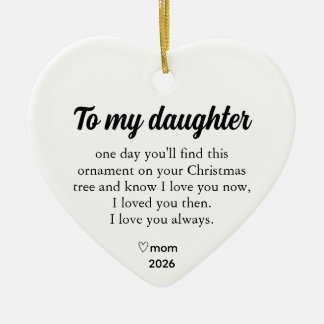 Personalisiertes Weihnachtsherz für meine Tochter Keramik Ornament
