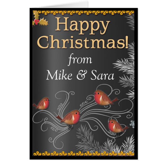 Personalisiertes Weihnachtskarten-Schwarzes, Gold Karte