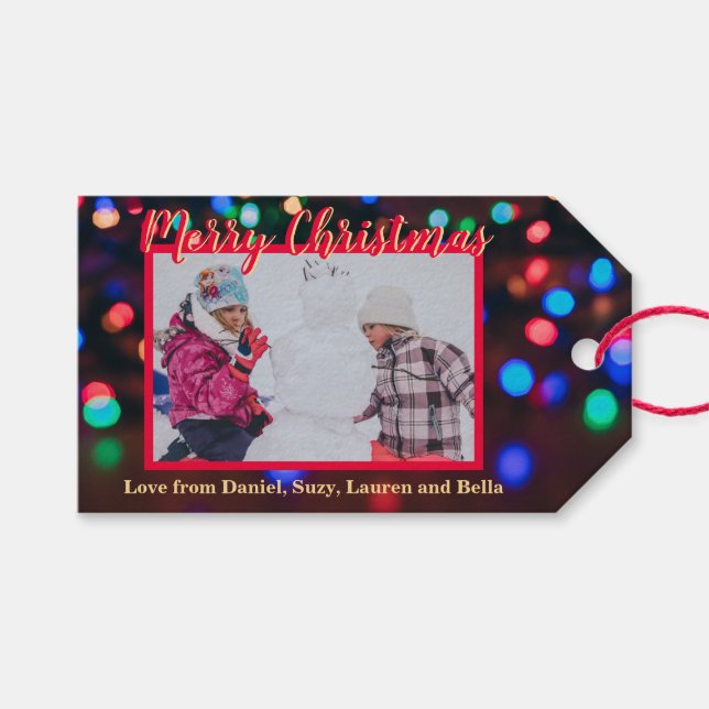 Personalisiertes Weihnachtslicht Foto Geschenkanhänger (Vorderseite (Horizontal))