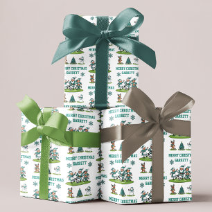 Personalisiertes Weihnachtsmann-Fußball-Geschenkpa Geschenkpapier Set