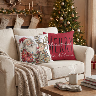Personalisiertes Weihnachtsmann-Rentier-Weihnachte Kissen