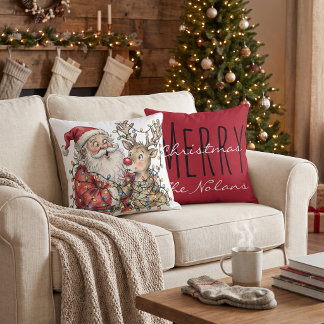 Personalisiertes Weihnachtsmann-Rentier-Weihnachte Kissen