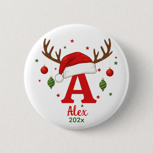 Personalisiertes Weihnachtsmonogramm A Weihnachtsm Button