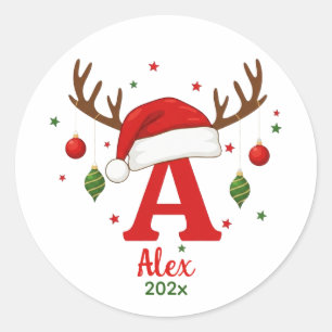 Personalisiertes Weihnachtsmonogramm A Weihnachtsm Runder Aufkleber