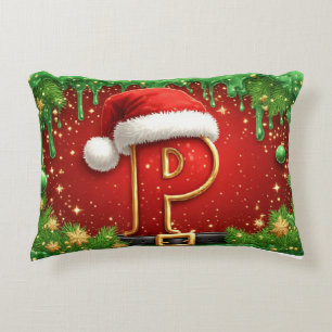 Personalisiertes Weihnachtsmonogramm P mit Weihnac Dekokissen