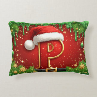 Personalisiertes Weihnachtsmonogramm P mit Weihnac Dekokissen