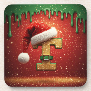 Personalisiertes Weihnachtsmonogramm T mit Weihnac Getränkeuntersetzer