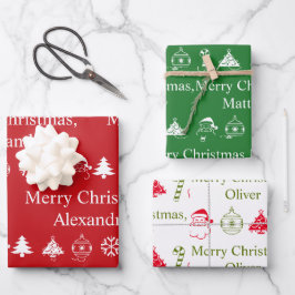 Personalisiertes Weihnachtsnachtsnachtsmuster Geschenkpapier Set