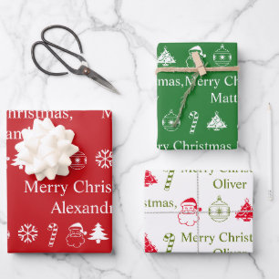 Personalisiertes Weihnachtsnachtsnachtsmuster Geschenkpapier Set