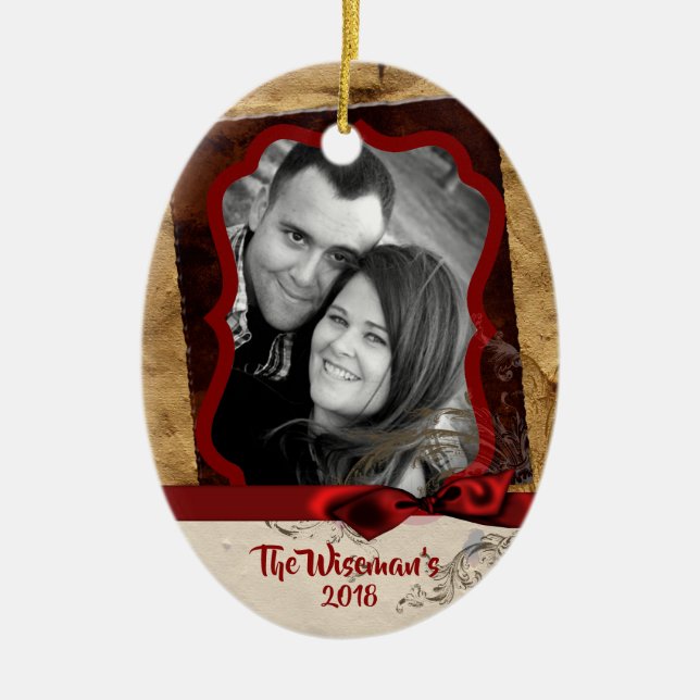 Personalisiertes Weihnachtspapier Tasche FOTO Orna Keramik Ornament (Vorne)