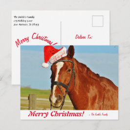 Personalisiertes Weihnachtspferd in einer Weihnach Postkarte