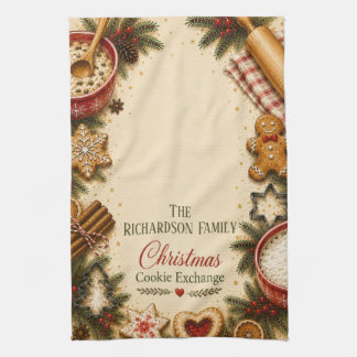 Personalisiertes Weihnachtsplätzchen-Austausch-Küc Geschirrtuch