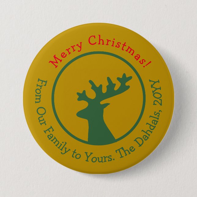 Personalisiertes Weihnachtsrentier Button (Vorderseite)