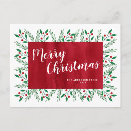 Personalisiertes Weihnachtsrot Feiertagspostkarte