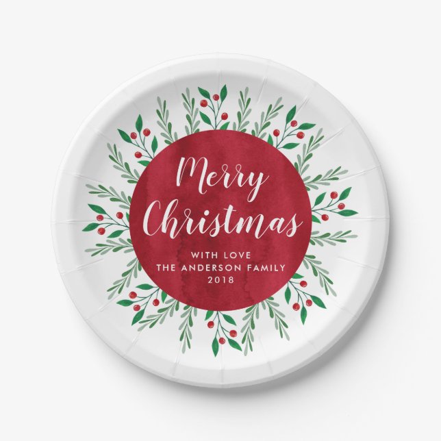 Personalisiertes Weihnachtsrot Pappteller (Vorderseite)