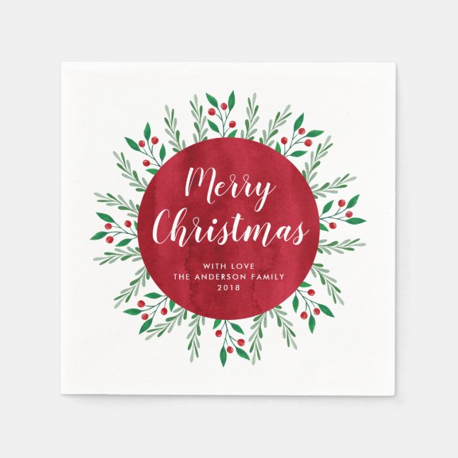Personalisiertes Weihnachtsrot Serviette (Vorderseite)
