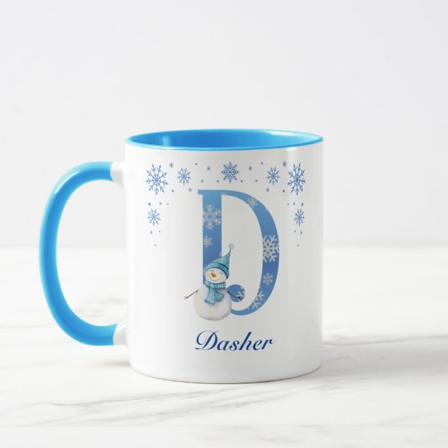 Personalisiertes Weihnachtsschneeflogramm D Tasse (Links)