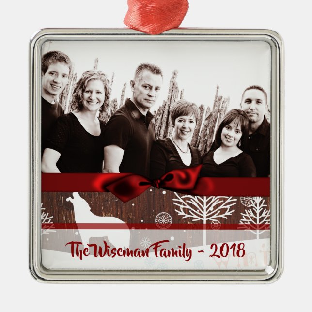 Personalisiertes Weihnachtswald Wolf FOTO Ornament (Vorne)