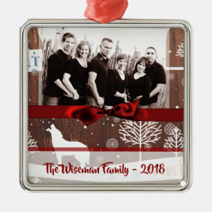 Personalisiertes Weihnachtswald Wolf FOTO Ornament Aus Metall
