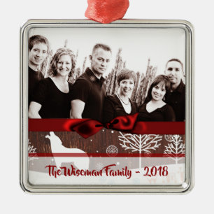 Personalisiertes Weihnachtswald Wolf FOTO Ornament Aus Metall
