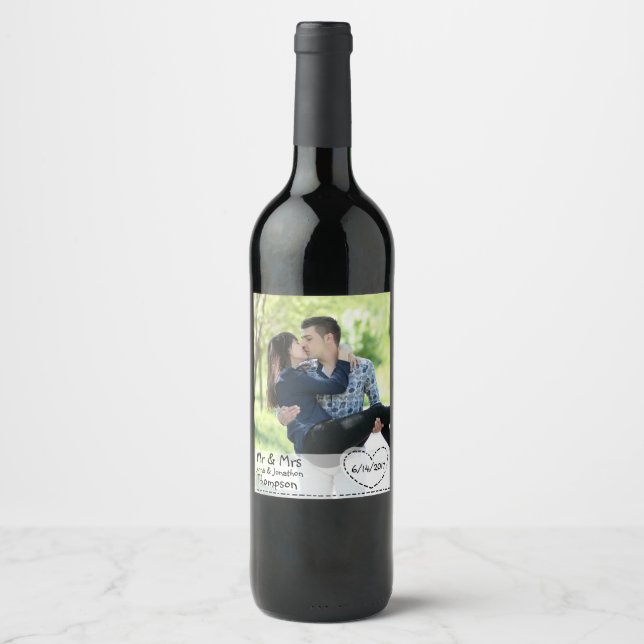 Personalisiertes Weinetikett mit Foto Couple Weddi (Vorderseite)