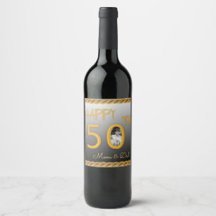Personalisiertes Weinlabel Happy 50-jähriges Pic Weinetikett