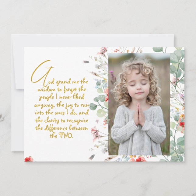 Personalisiertes Weisheitsgebet mit Foto, Name. . Einladung (Vorderseite)