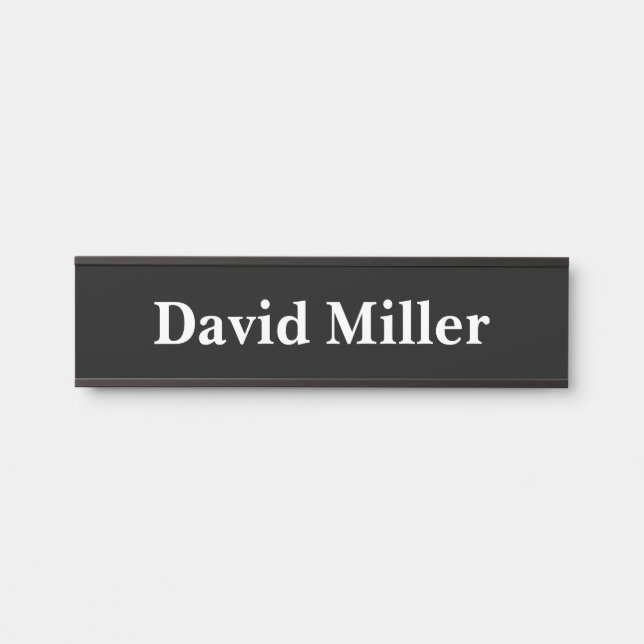 Personalisiertes Weiß auf Schwarzem Türschild (Vorderseite )