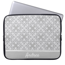 Personalisiertes weiß-graues Muster Laptopschutzhülle