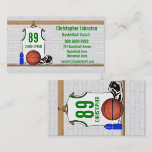 Personalisiertes Weiß und Grüne Basketball Jersey Visitenkarte