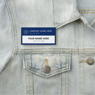 Personalisiertes Weiß- und Navy-großes Rechteck Namensschild